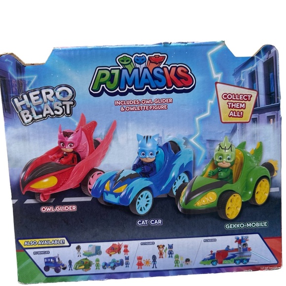 PJ MASKS Owl Glider Gekko Mobile Cat Car & vtech Super Gecko Learning Watch - Picture 2 of 7